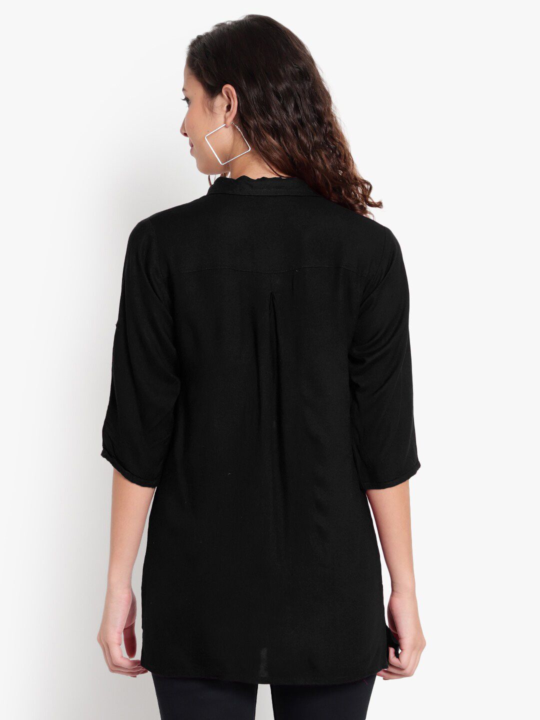Black Longline Plus Size Shirt — view 12
