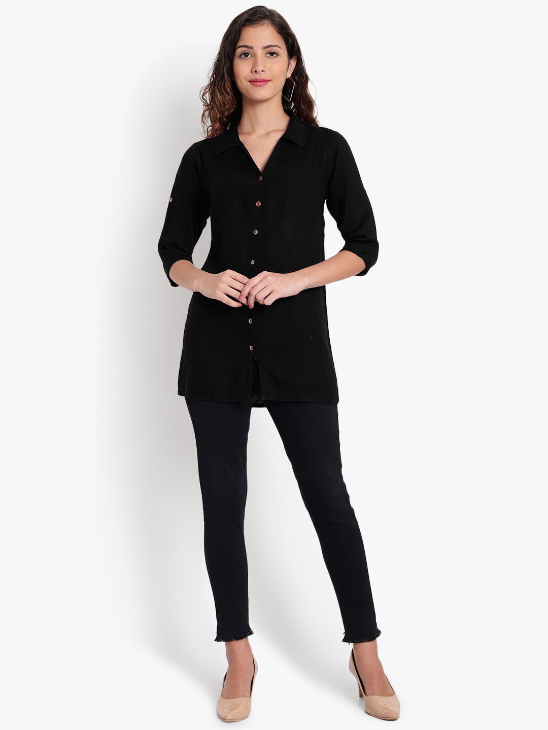Black Longline Plus Size Shirt — view 13