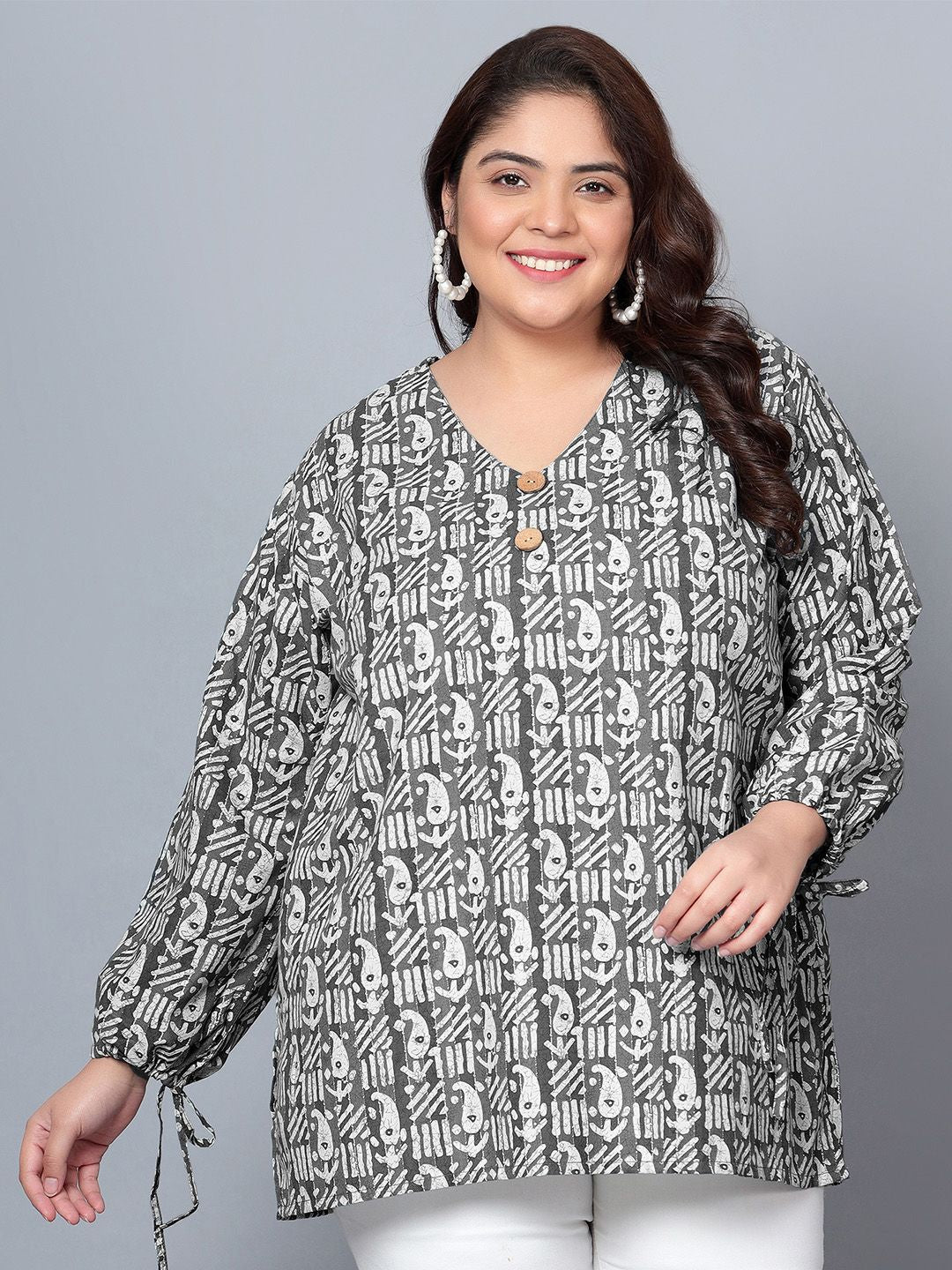 Black Paisley Plus Size Tunic — view 1