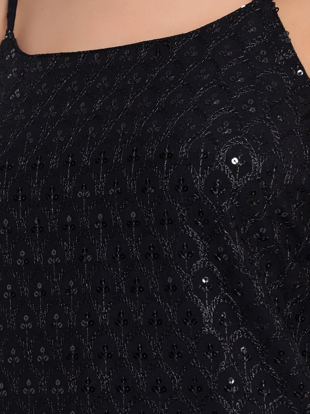 Black Sequinned Strap Dress — view 7