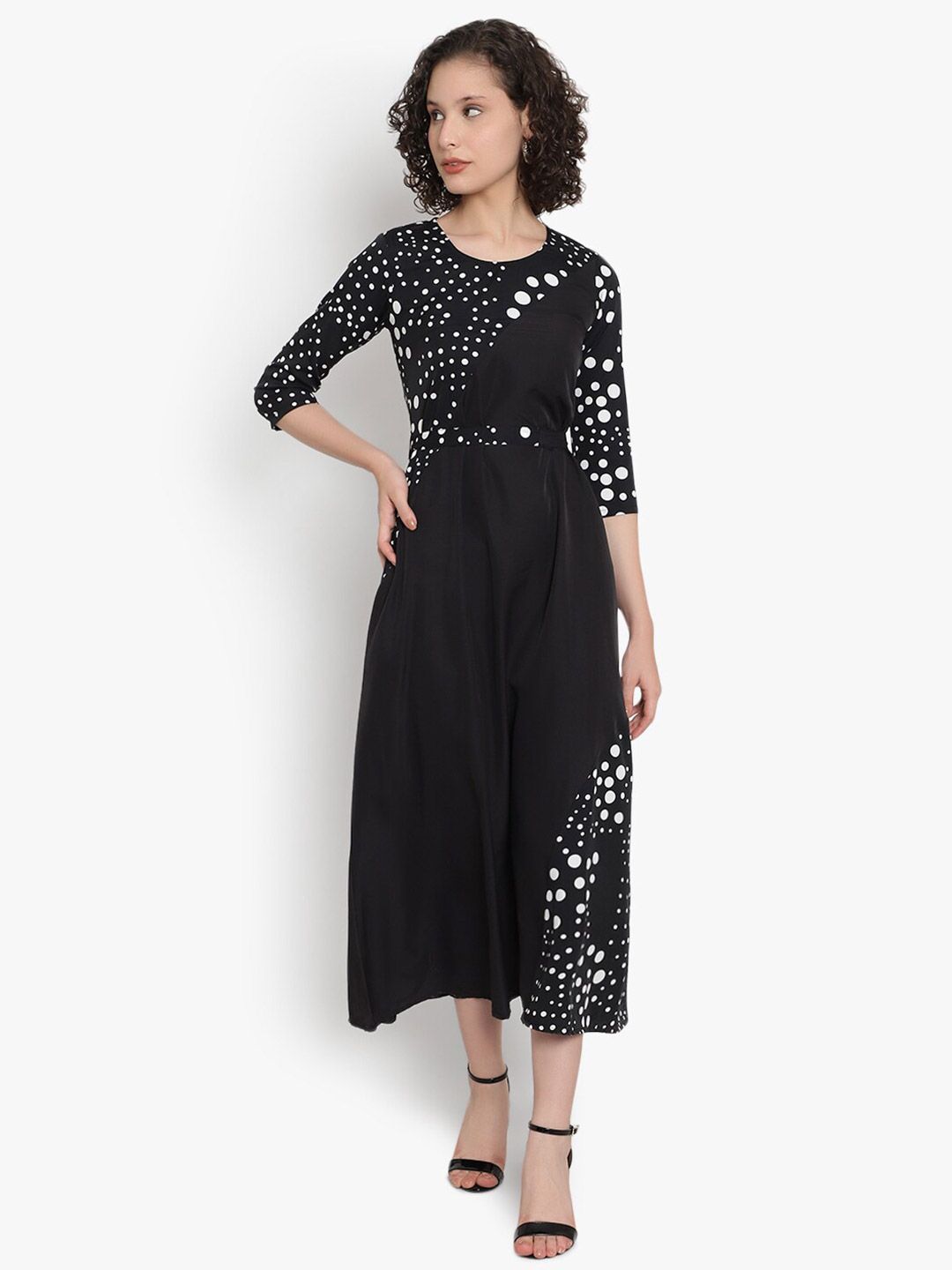 Black & White Polka Dot Print Dress — view 1