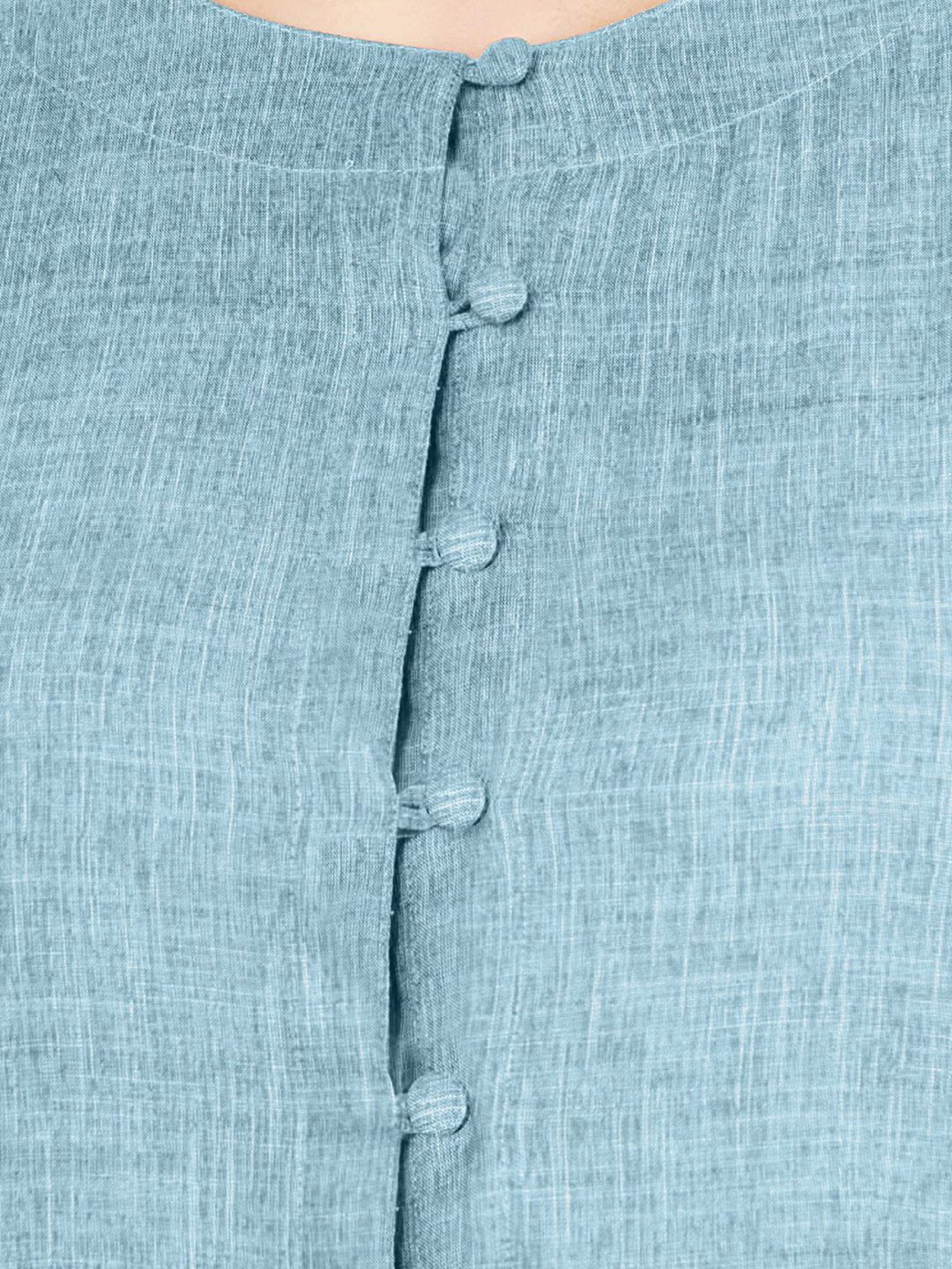 Blue Cotton Linen Plus Size Tunic — view 2