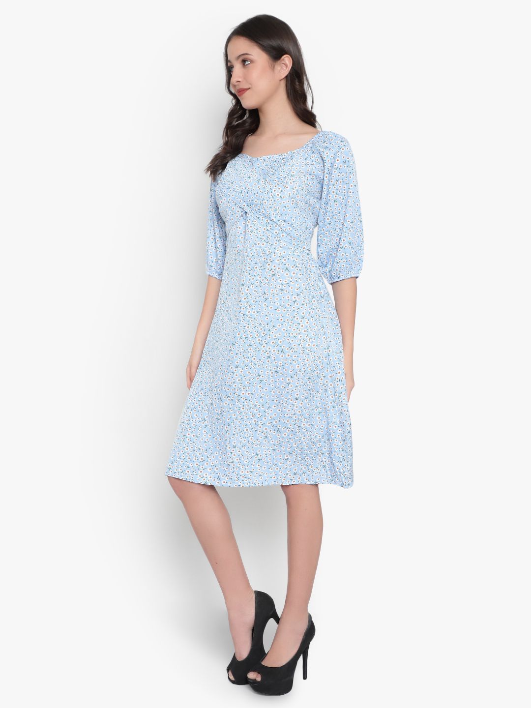 Blue Floral Smock Dress — view 10
