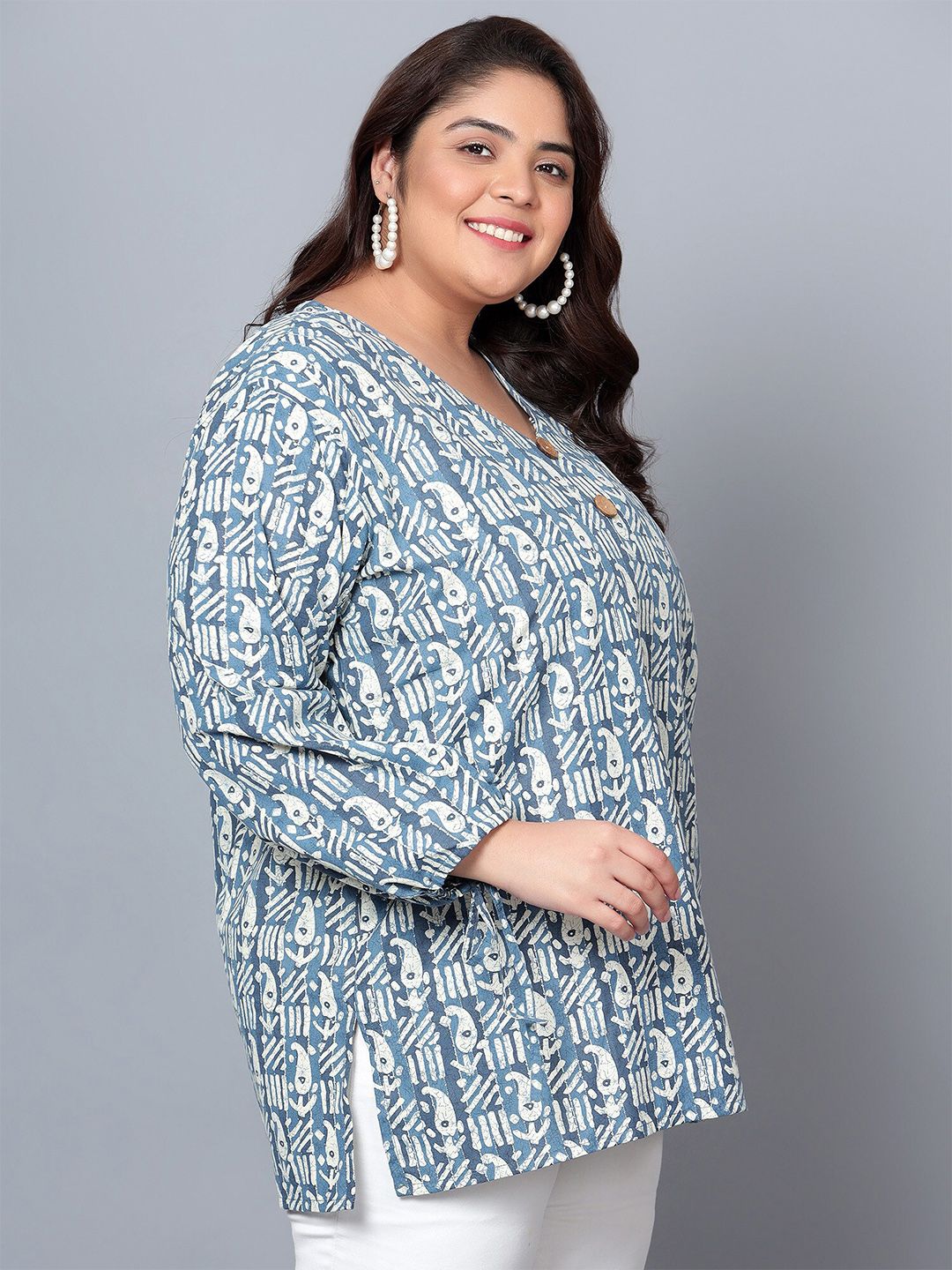Blue Paisley Plus Size Tunic — view 3