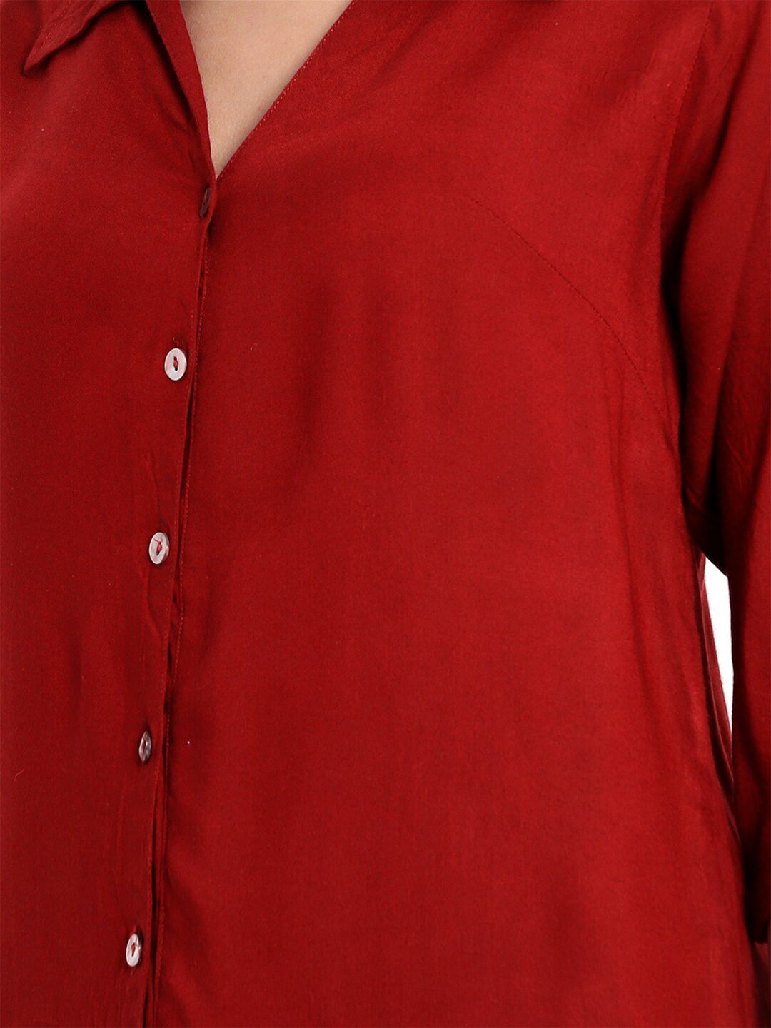 Maroon Longline Plus Size Shirt — view 9