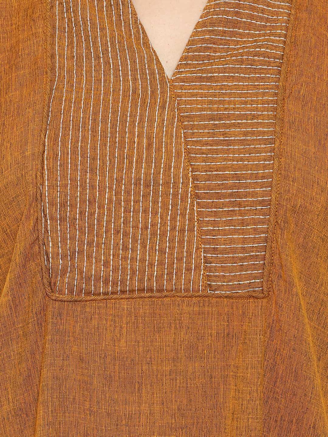 Mustard Solid Embroidered Tunic — view 2