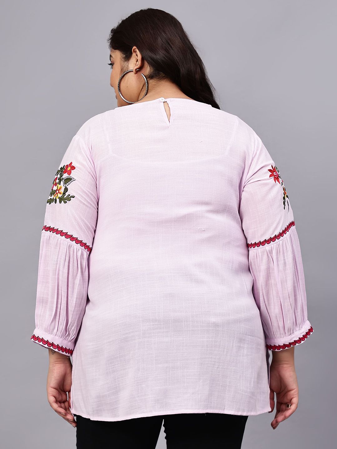 Purple Embroidered Plus Size Tunic — view 5