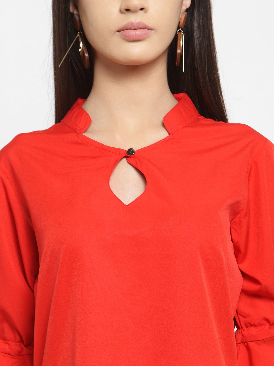 Red Bell Sleeve Top — view 2