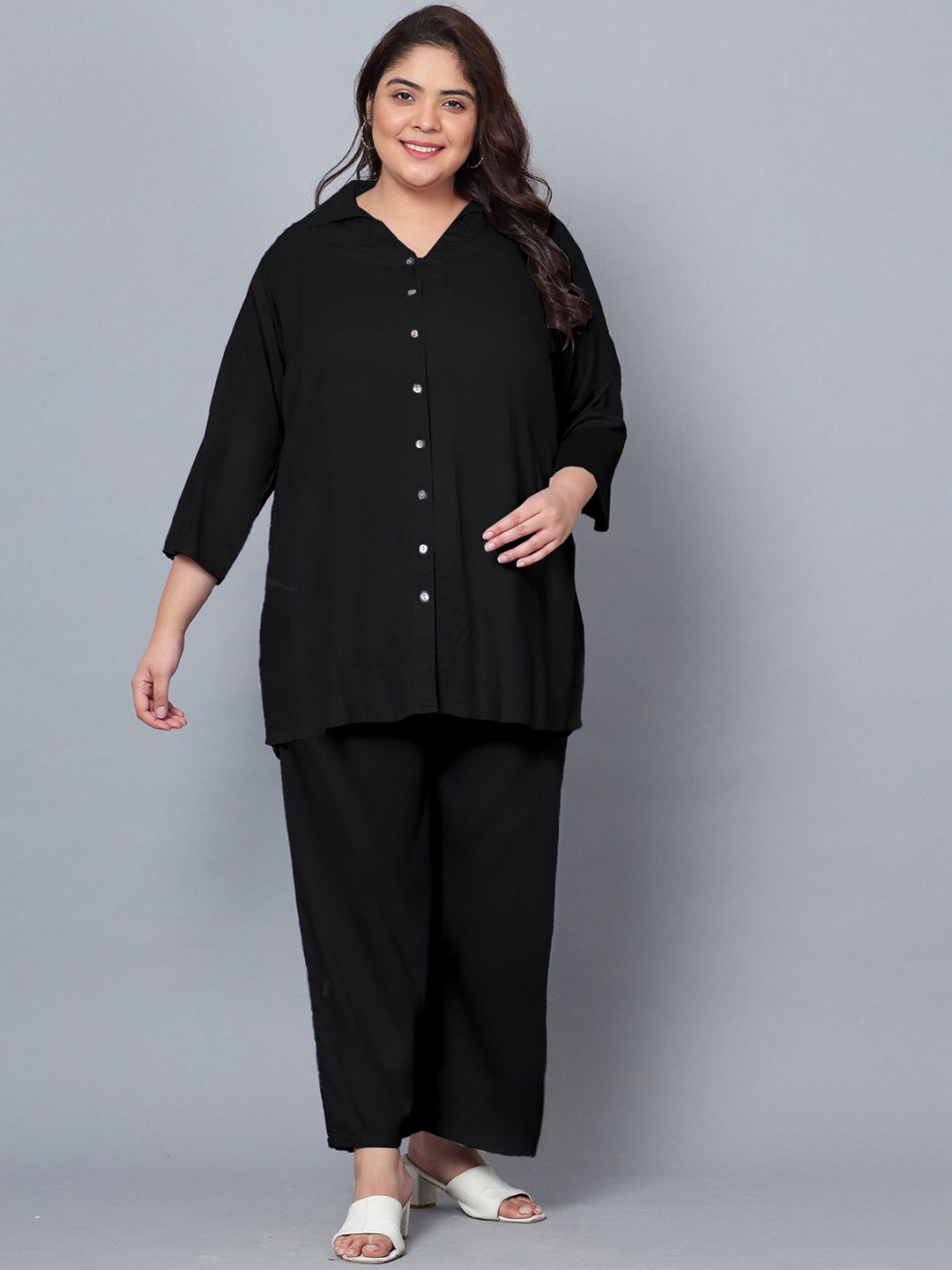 Black Solid Plus Size Co-Ord Set — view 1