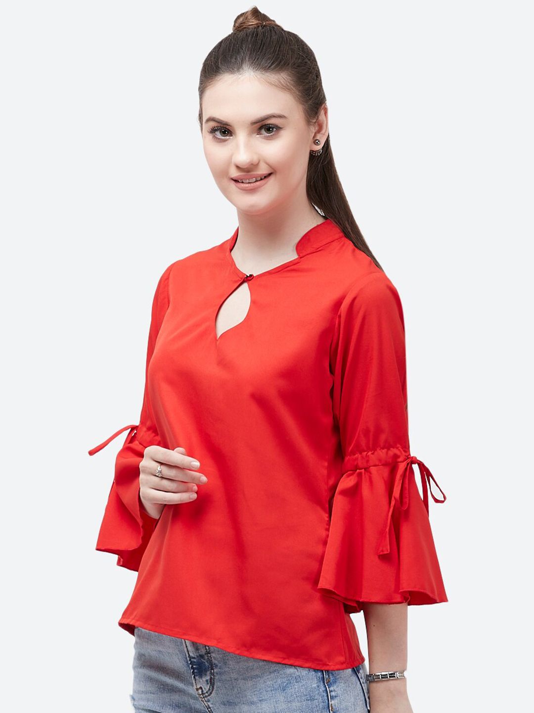 Red Bell Sleeve Top — view 9