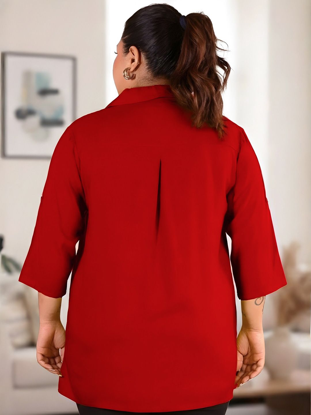 Maroon Longline Plus Size Shirt — view 6