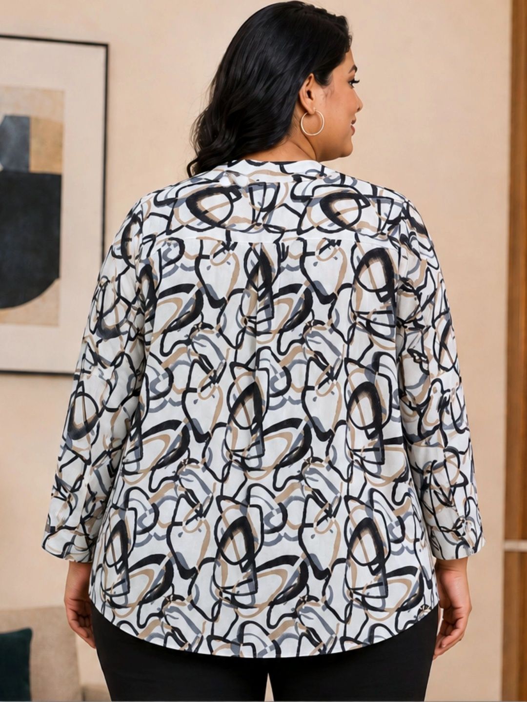 White Centrepleat Print Tunic — view 2
