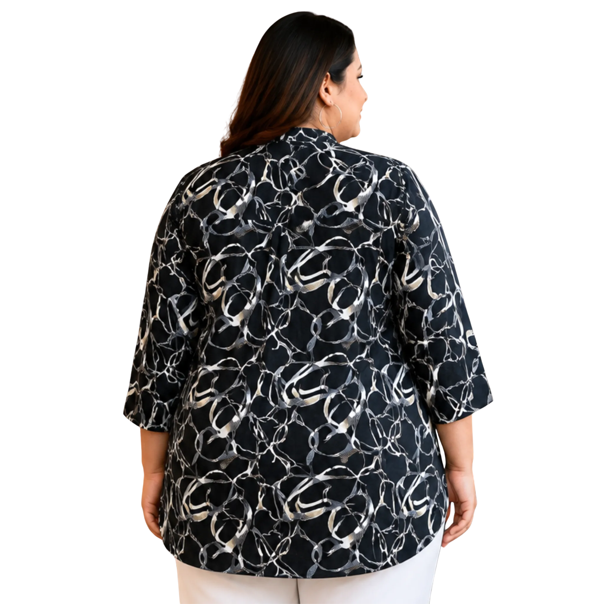 Black Centrepleat Print Tunic