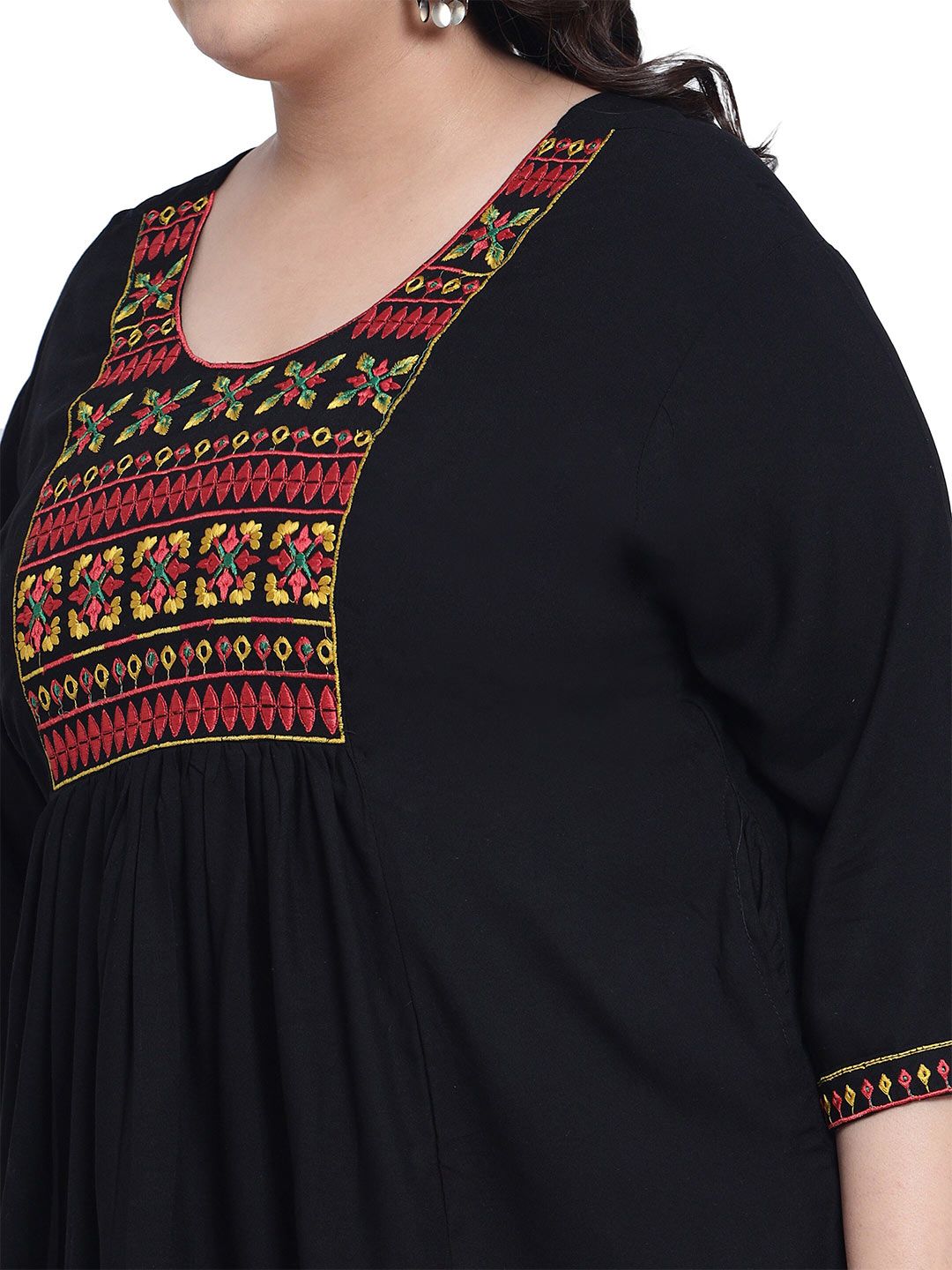 Black Embroidered Plus Size Tunic — view 2