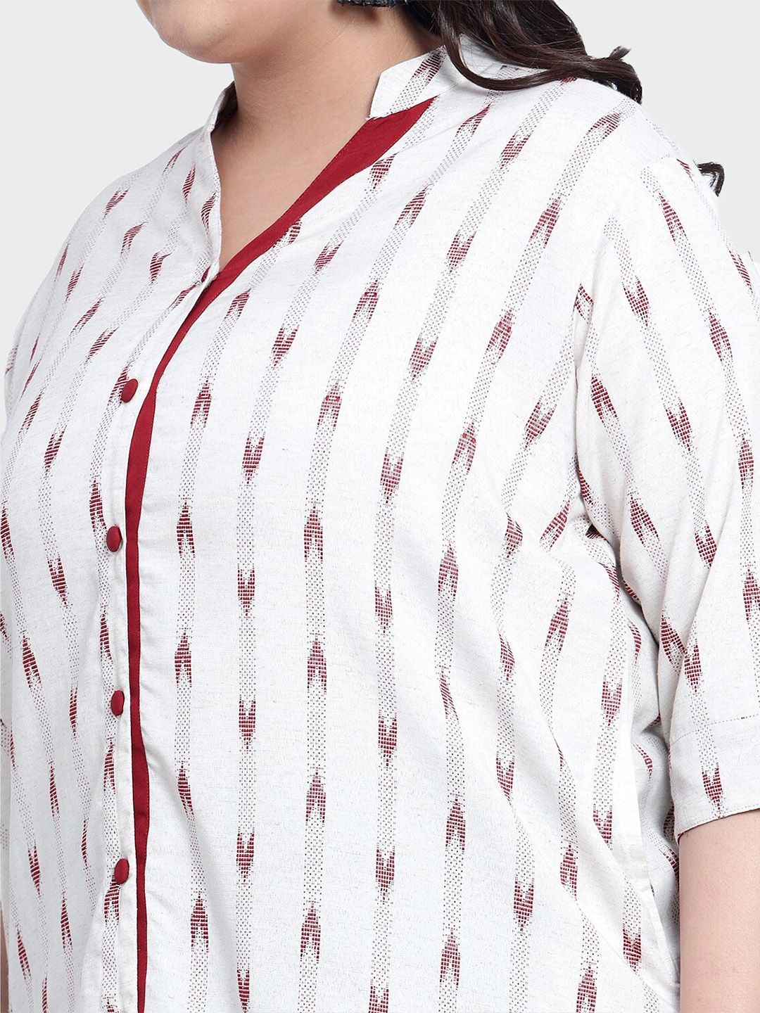 Red Ikat Cotton Plus Size Tunic — view 2