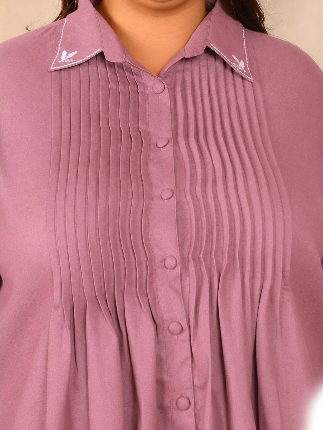 Pink Cotton Collar Embroidered Tunic — view 6