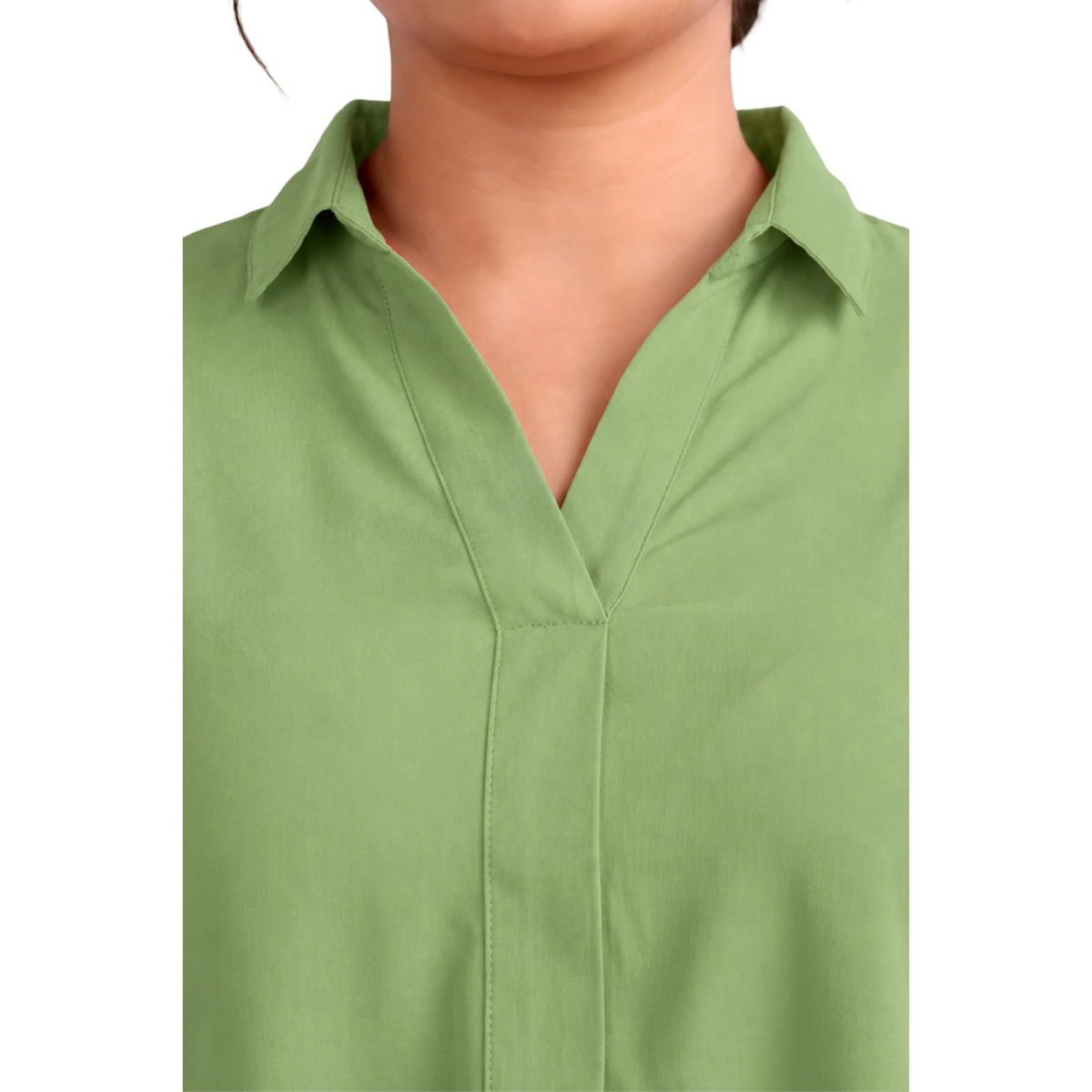 Green Rayon Centrepleat Longline Tunic