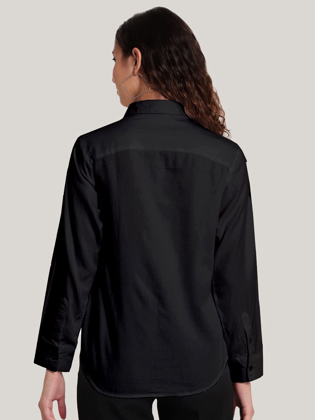 Black Slim Fit Formal Plus Size Shirt — view 5