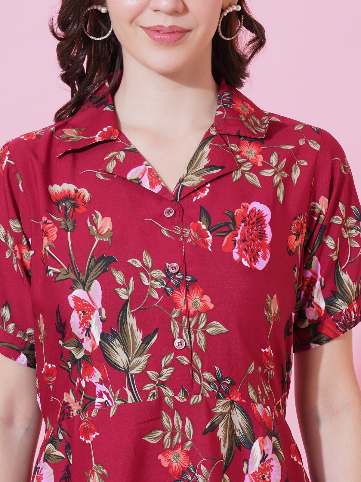 Red Floral Print Maxi Dress