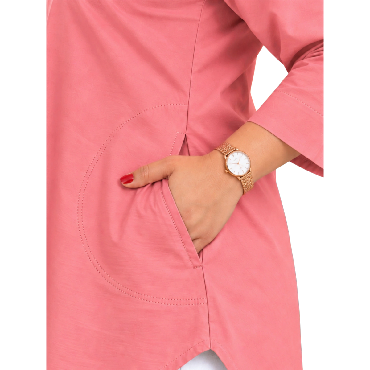 Pink Rayon Centrepleat Longline Tunic