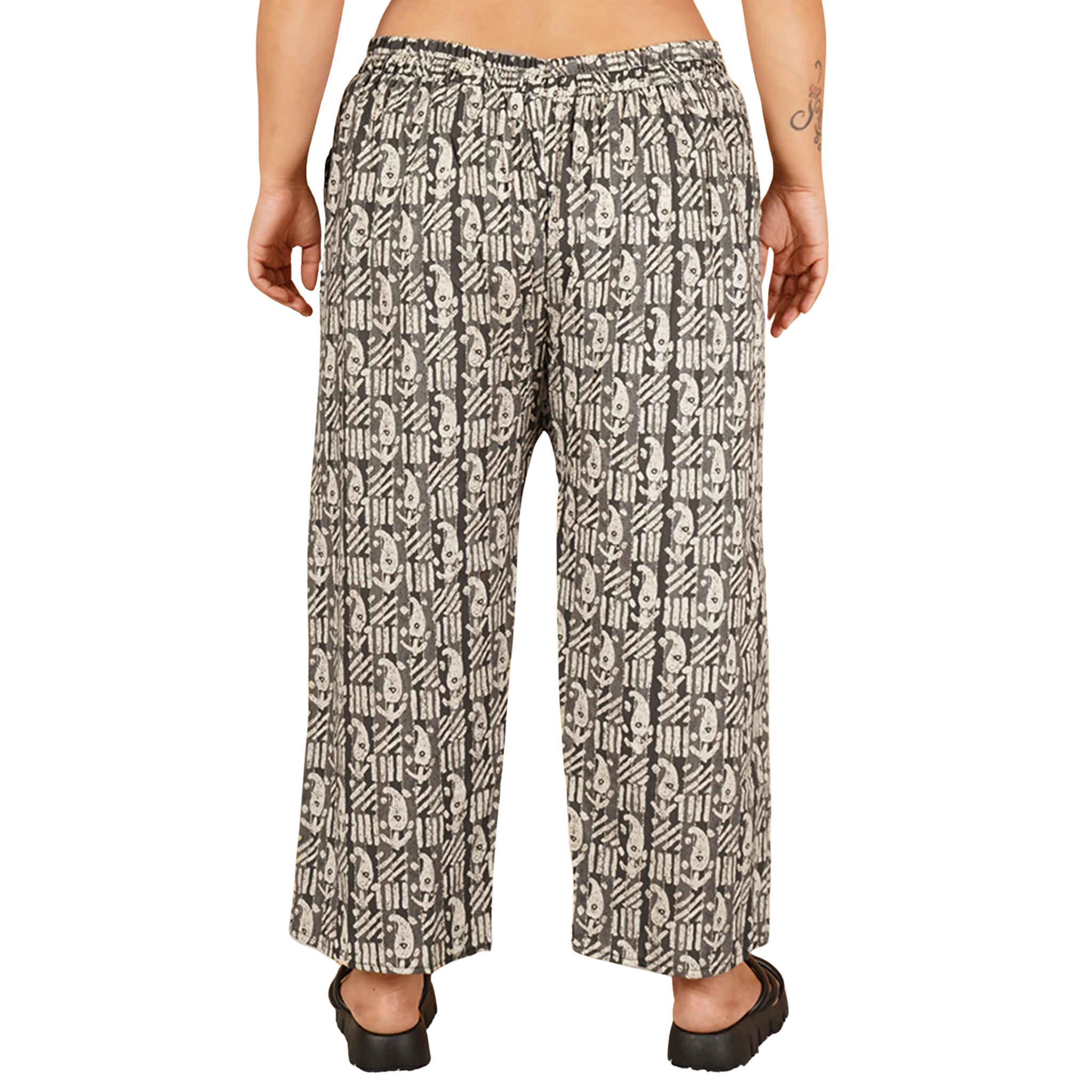 Black Paisley Print Plus Size Trouser