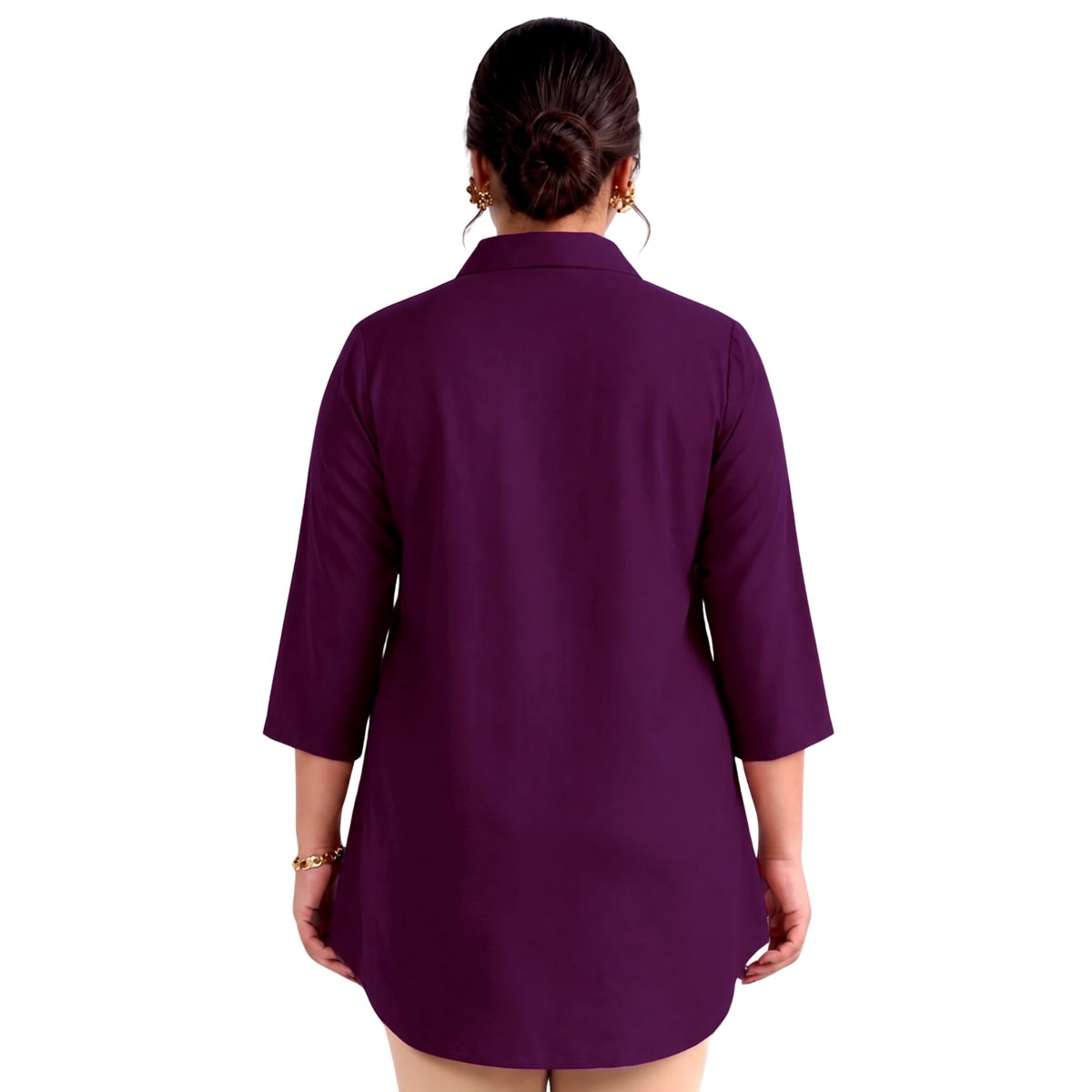 Purple Rayon Centrepleat Longline Tunic