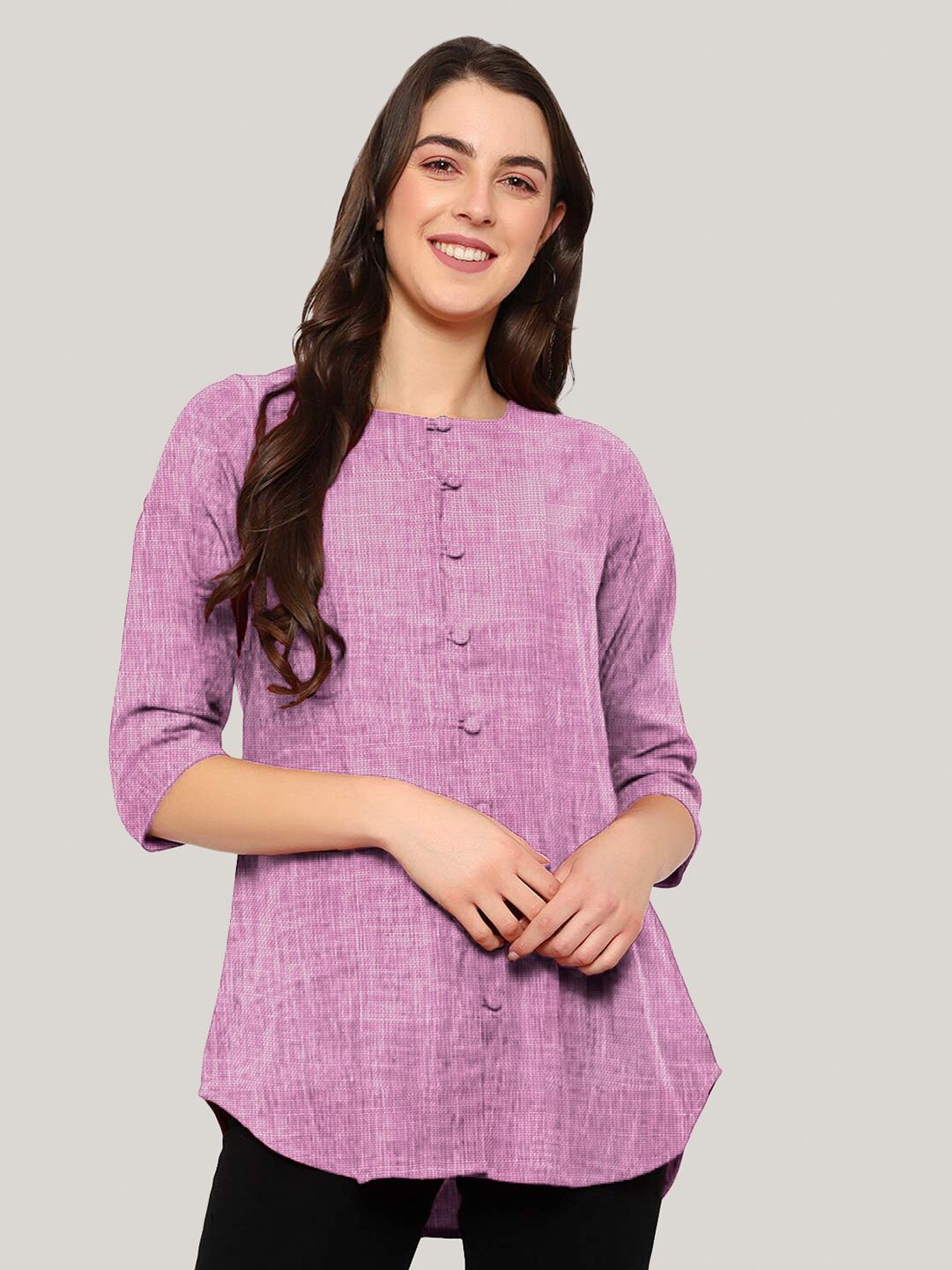 Purple Cotton Linen Tunic — view 7