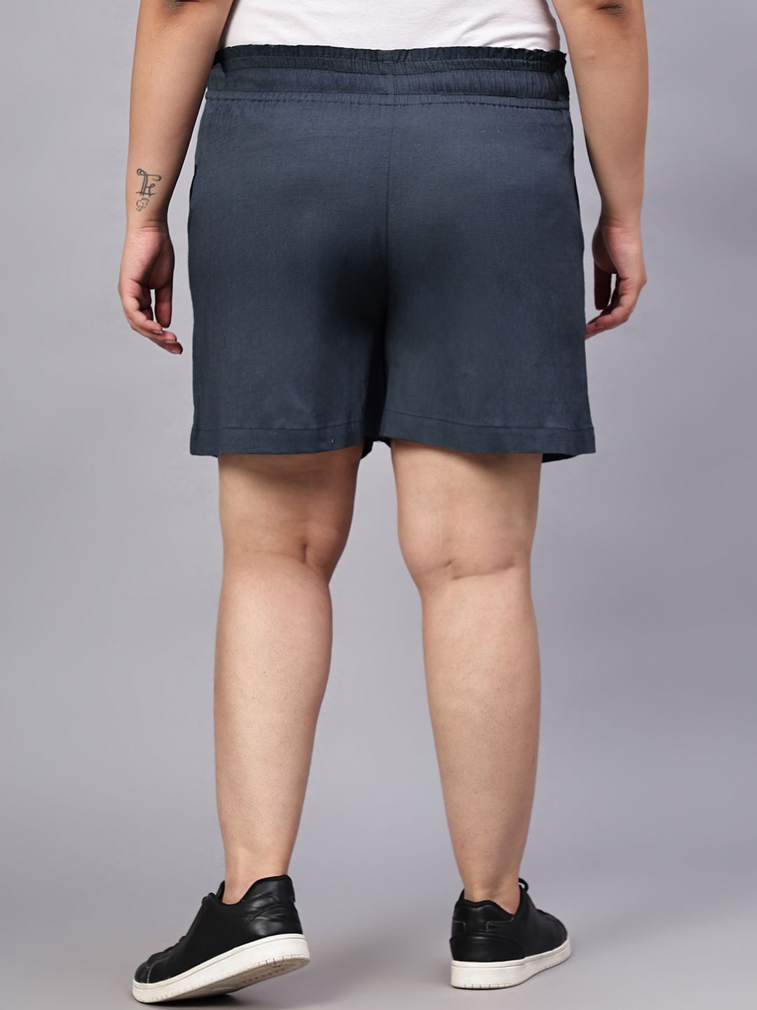 Grey Cotton Plus Size Shorts — view 4