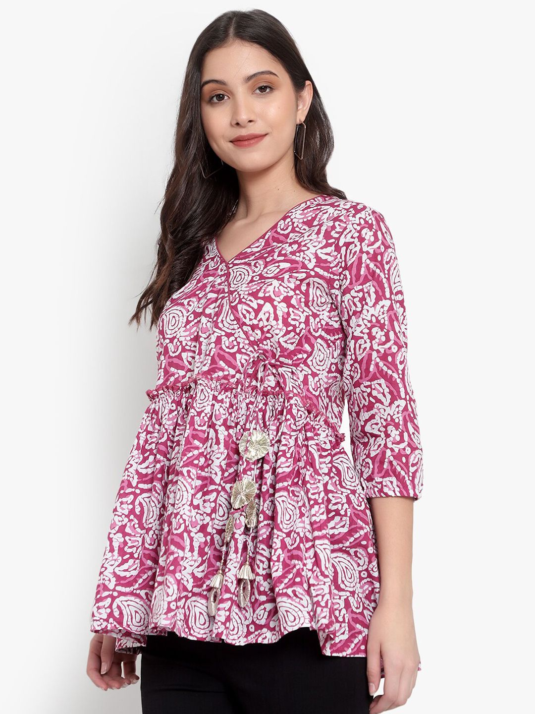 Pink Hand Block Print Tunic — view 9