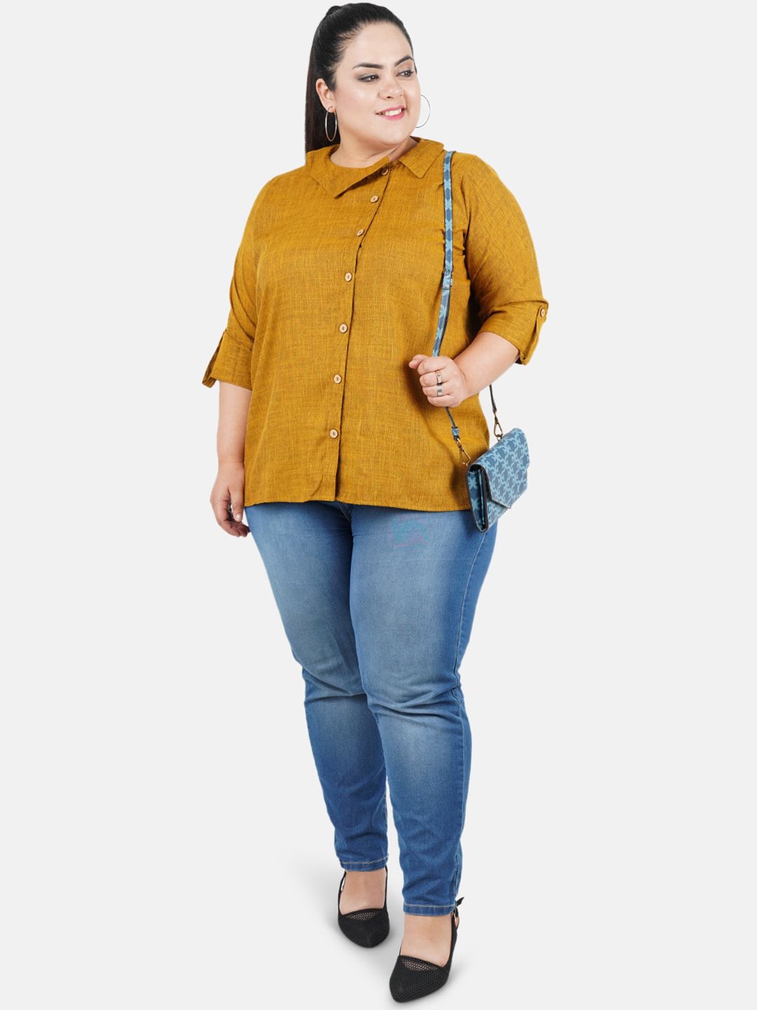Mustard Solid Plus Size Tunic — view 6