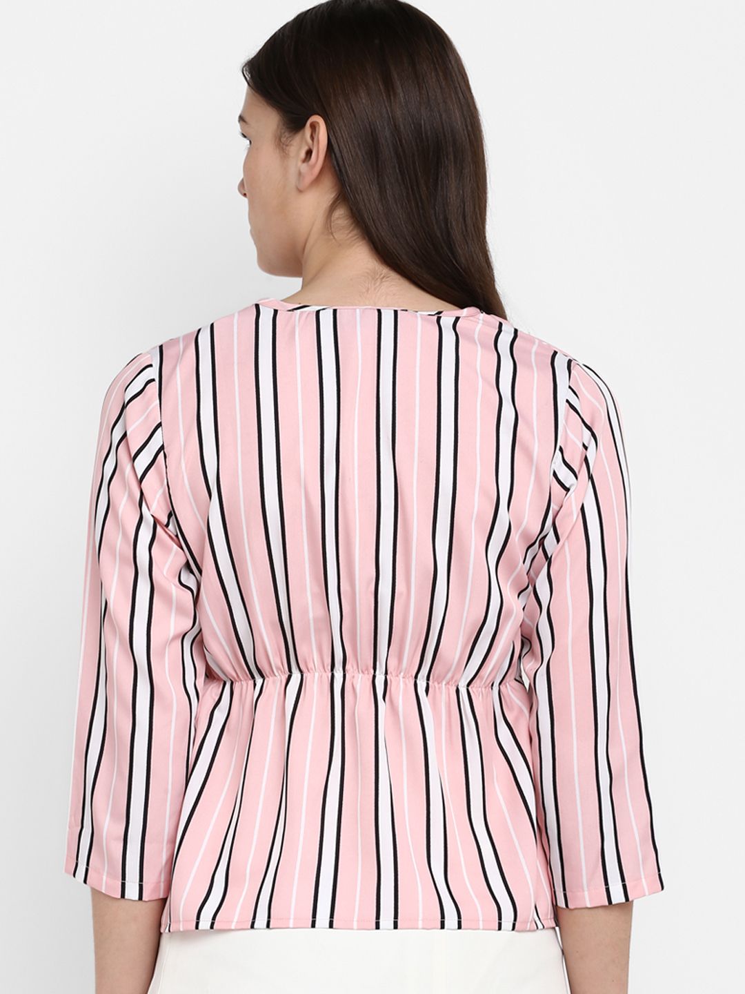 Pink And White Stripe Top — view 4