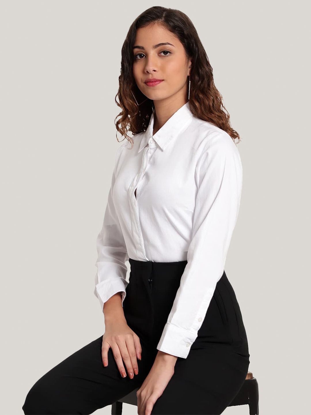 White Slim Fit Formal Plus Size Shirt — view 7