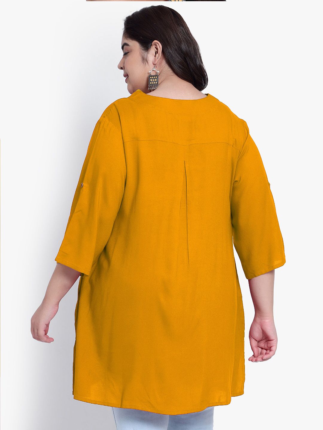 Mustard Collar Button Plus Size Tunic — view 5