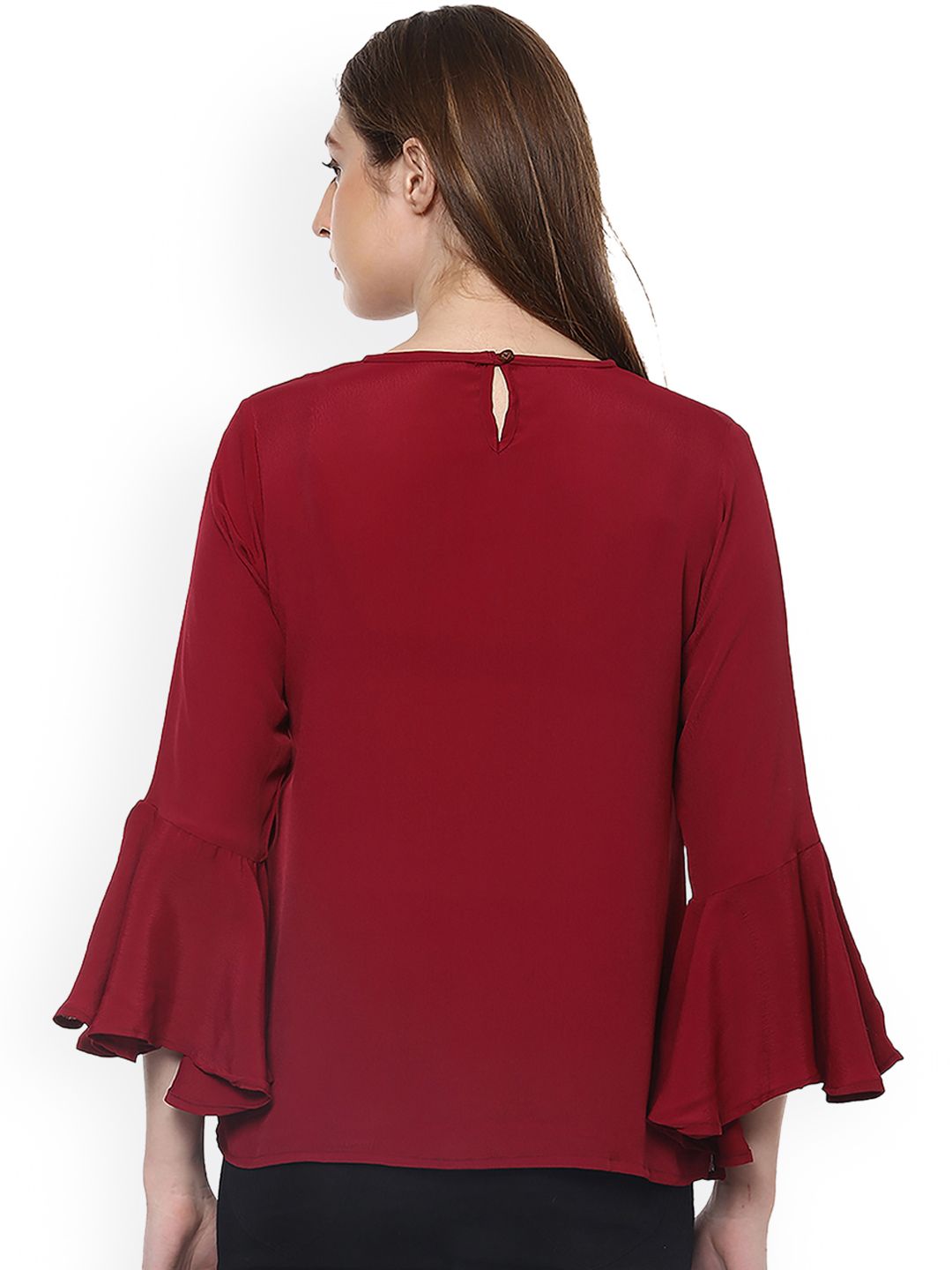 Maroon Crepe Top — view 4