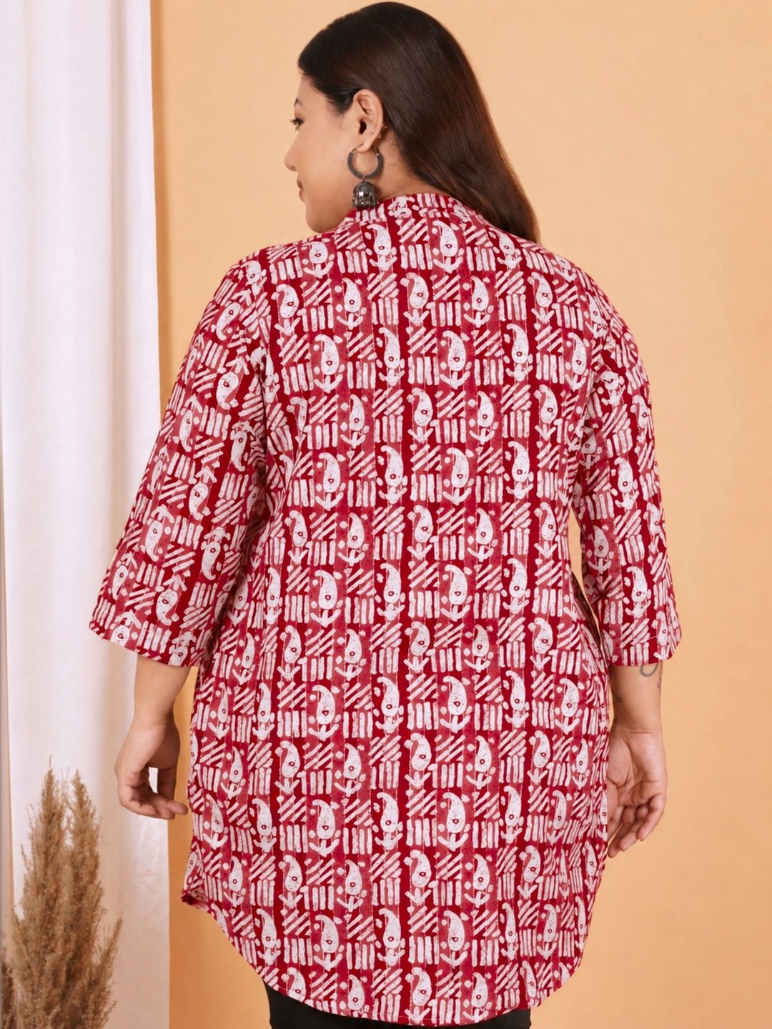 Red Paisley Print Long Tunic — view 2