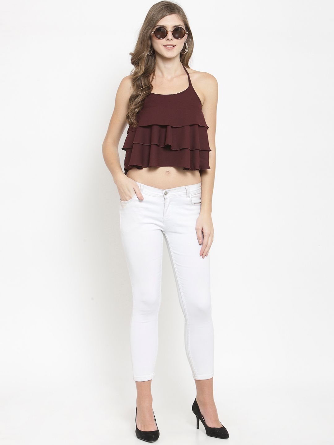 Maroon Crop Top — view 5