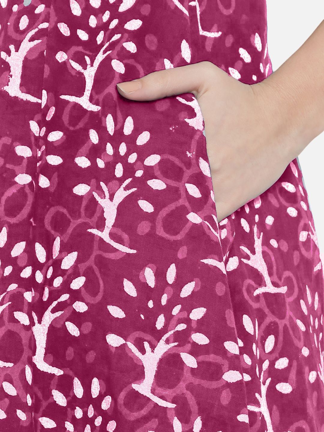 Pink A-Line Hand Block Dress — view 14
