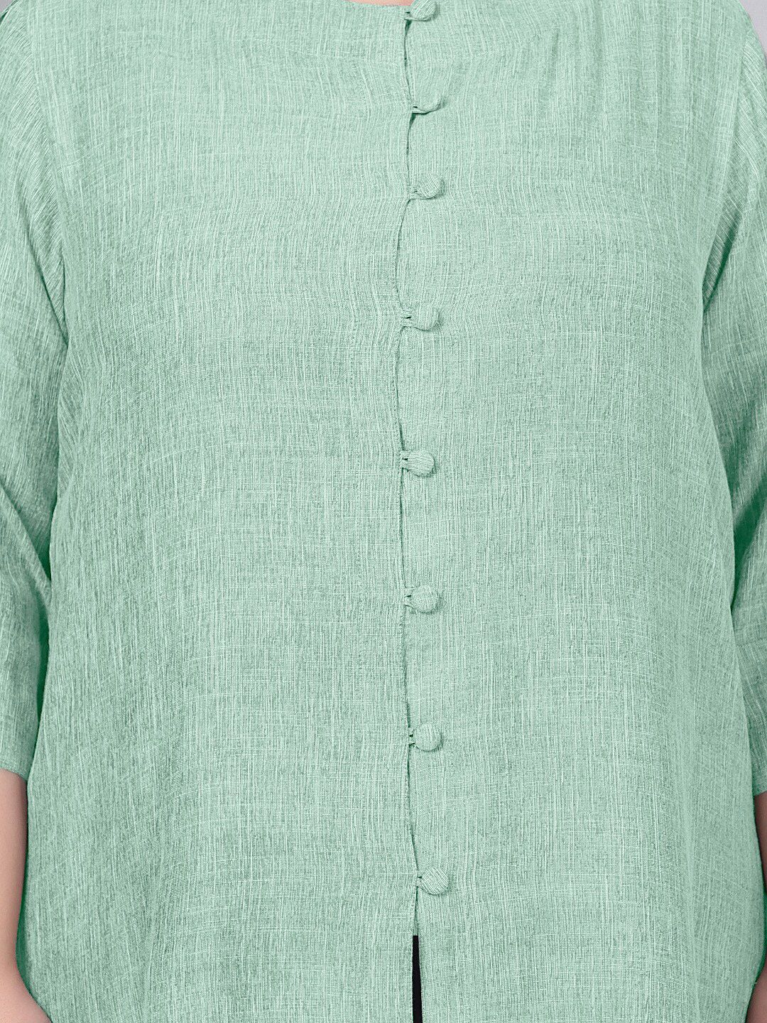 Green Cotton Linen Plus Size Tunic — view 2