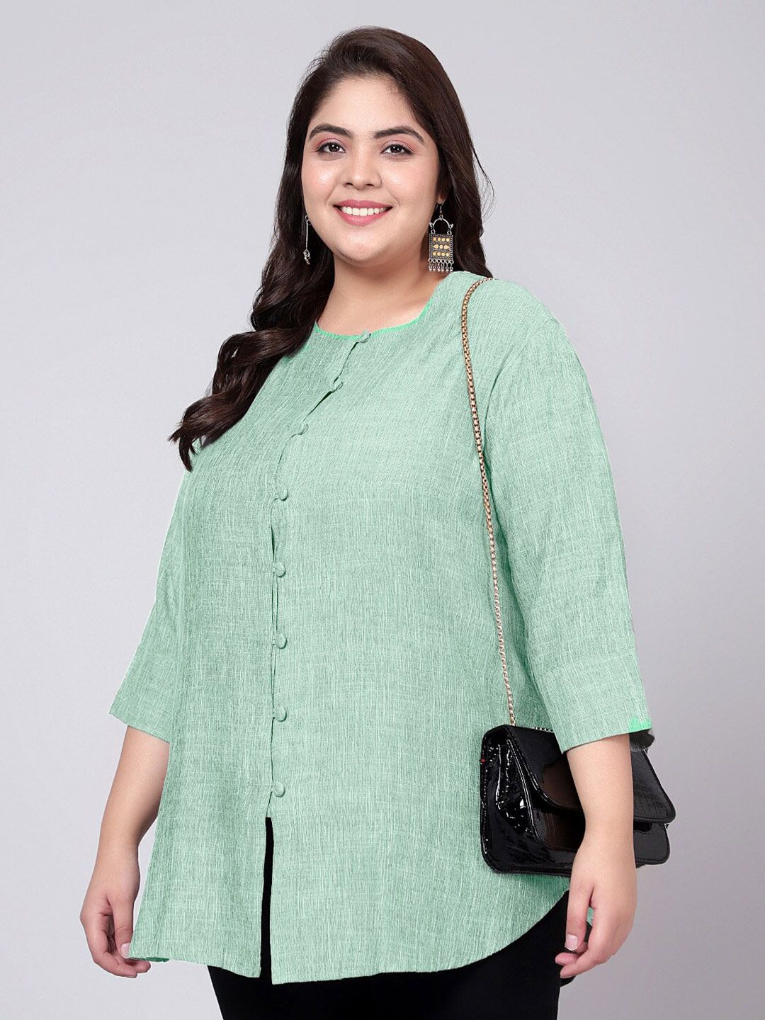 Green Cotton Linen Tunic — view 4