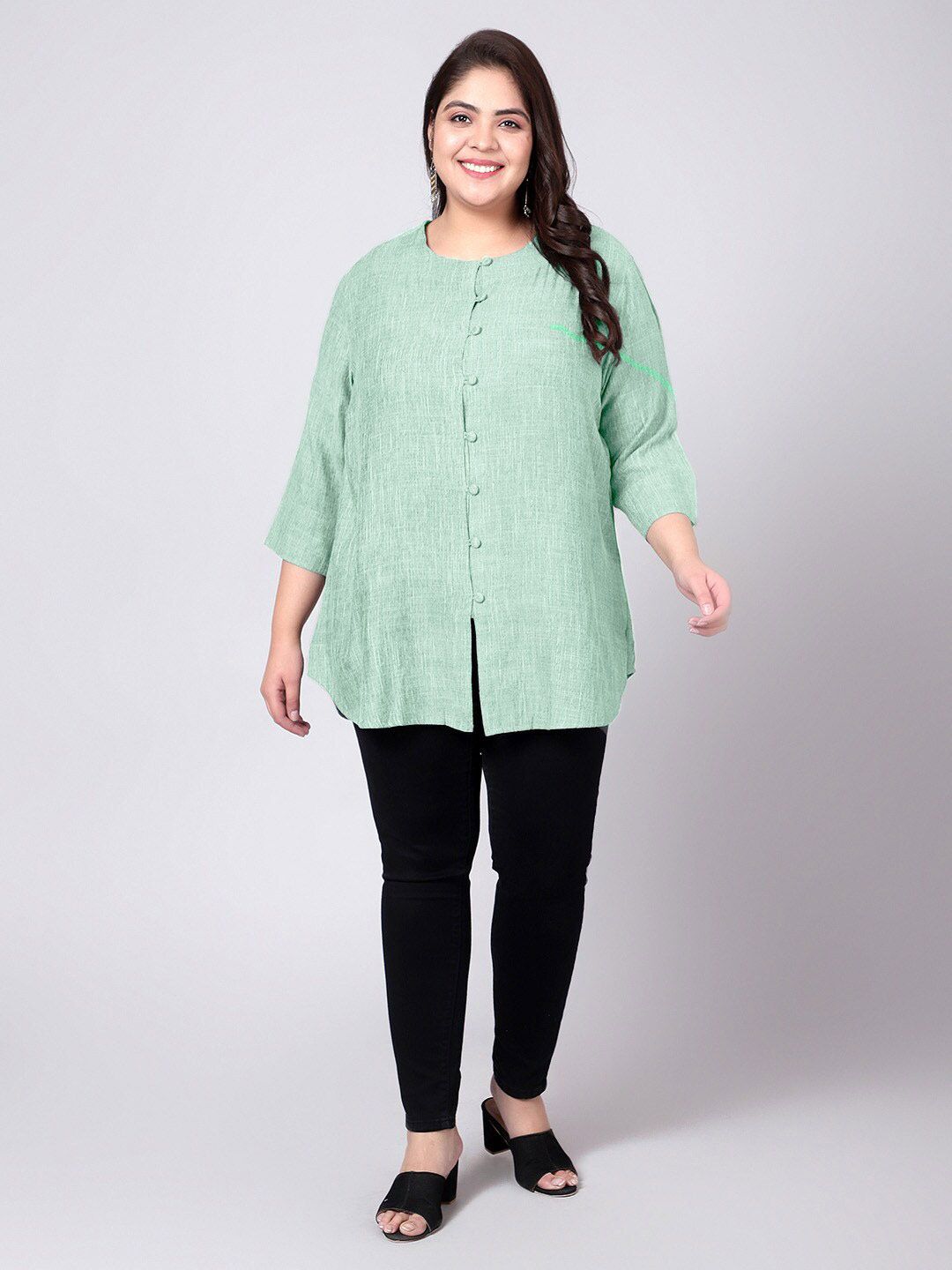 Green Cotton Linen Tunic — view 6