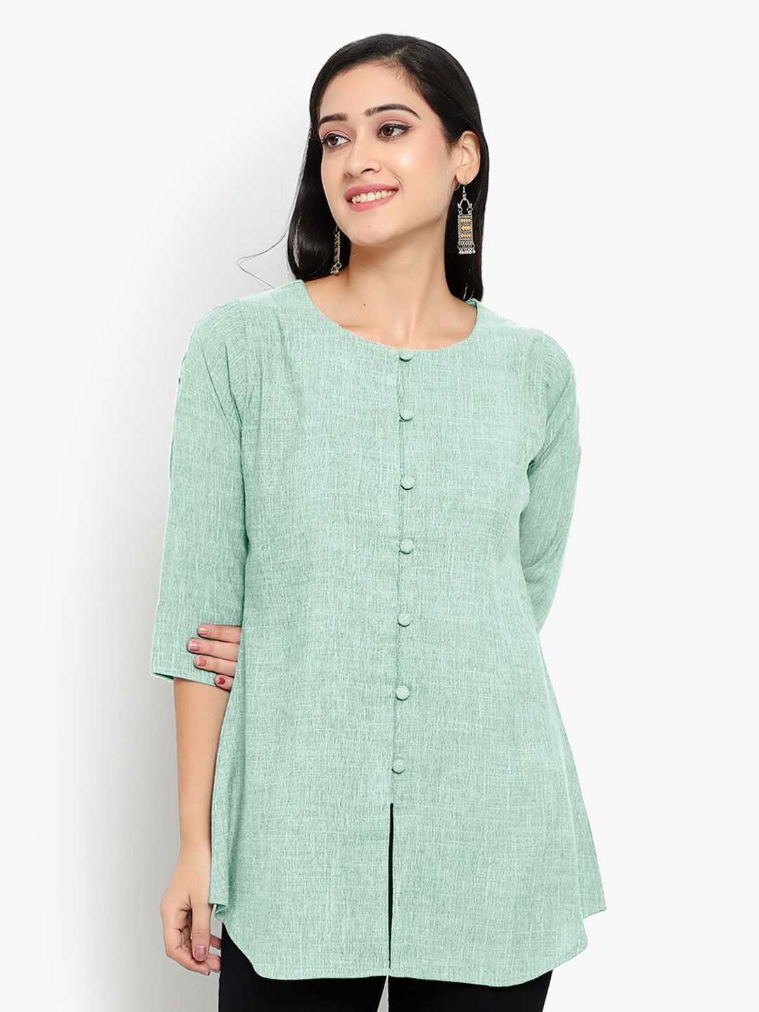 Green Cotton Linen Tunic — view 8