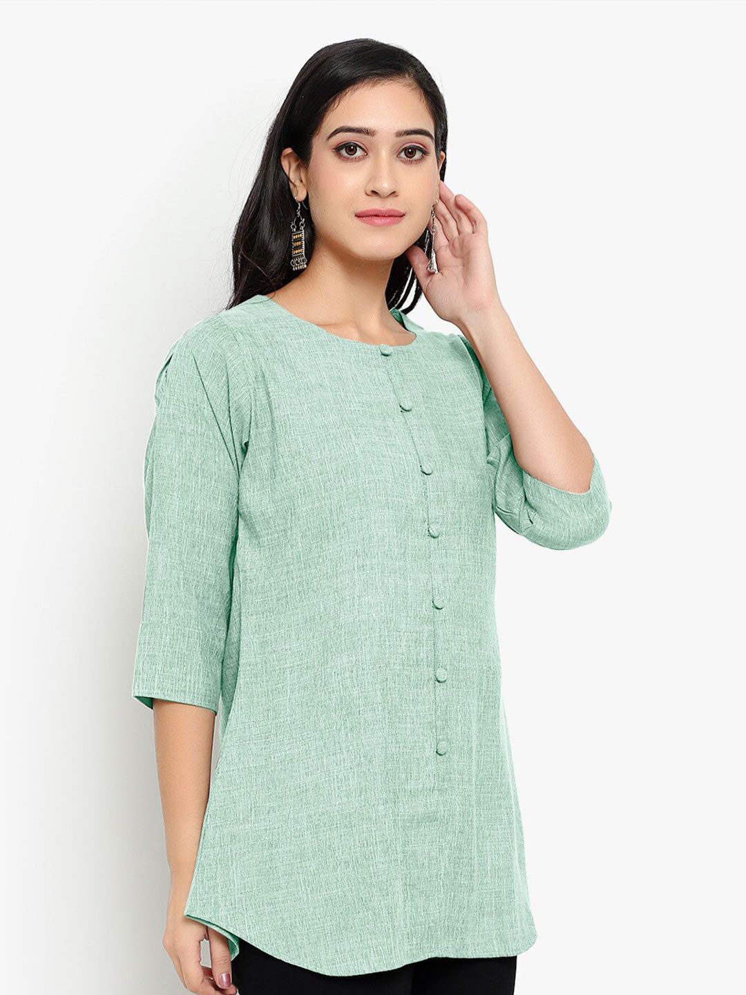 Green Cotton Linen Tunic — view 10