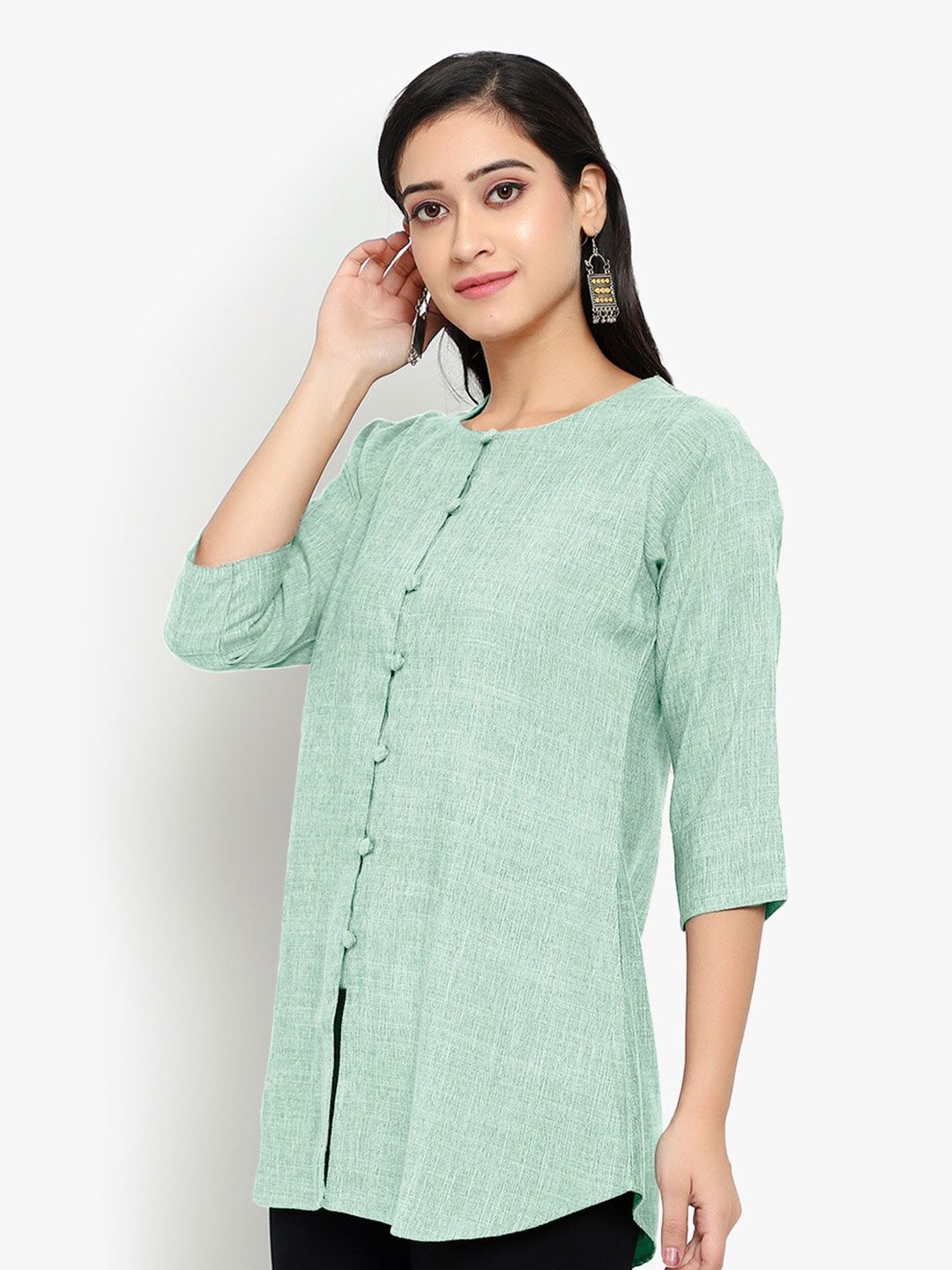Green Cotton Linen Tunic — view 11