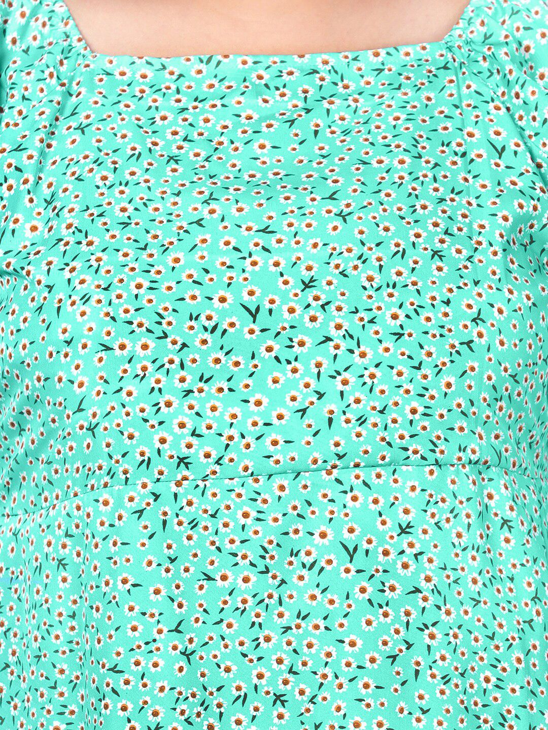 Green Floral Print Plus Size Slit Dress — view 2