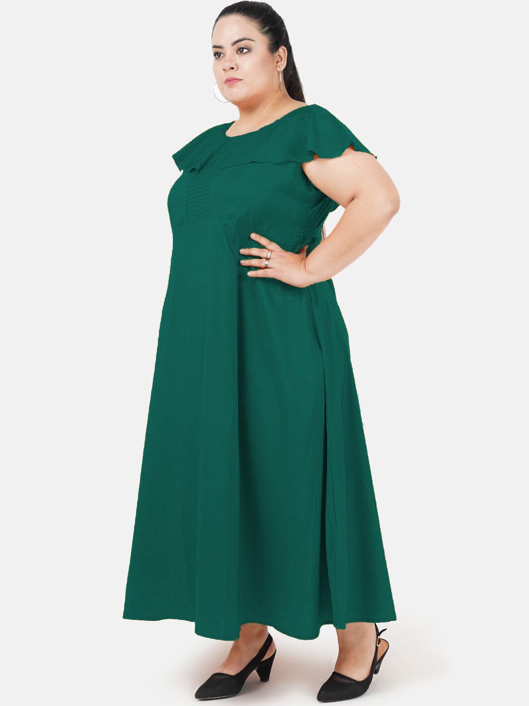 Green Solid Maxi Dress — view 4