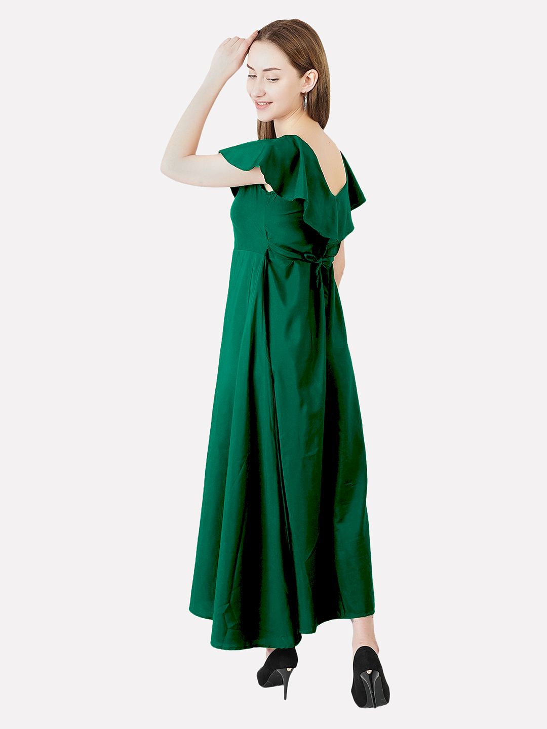 Green Solid Maxi Dress — view 11