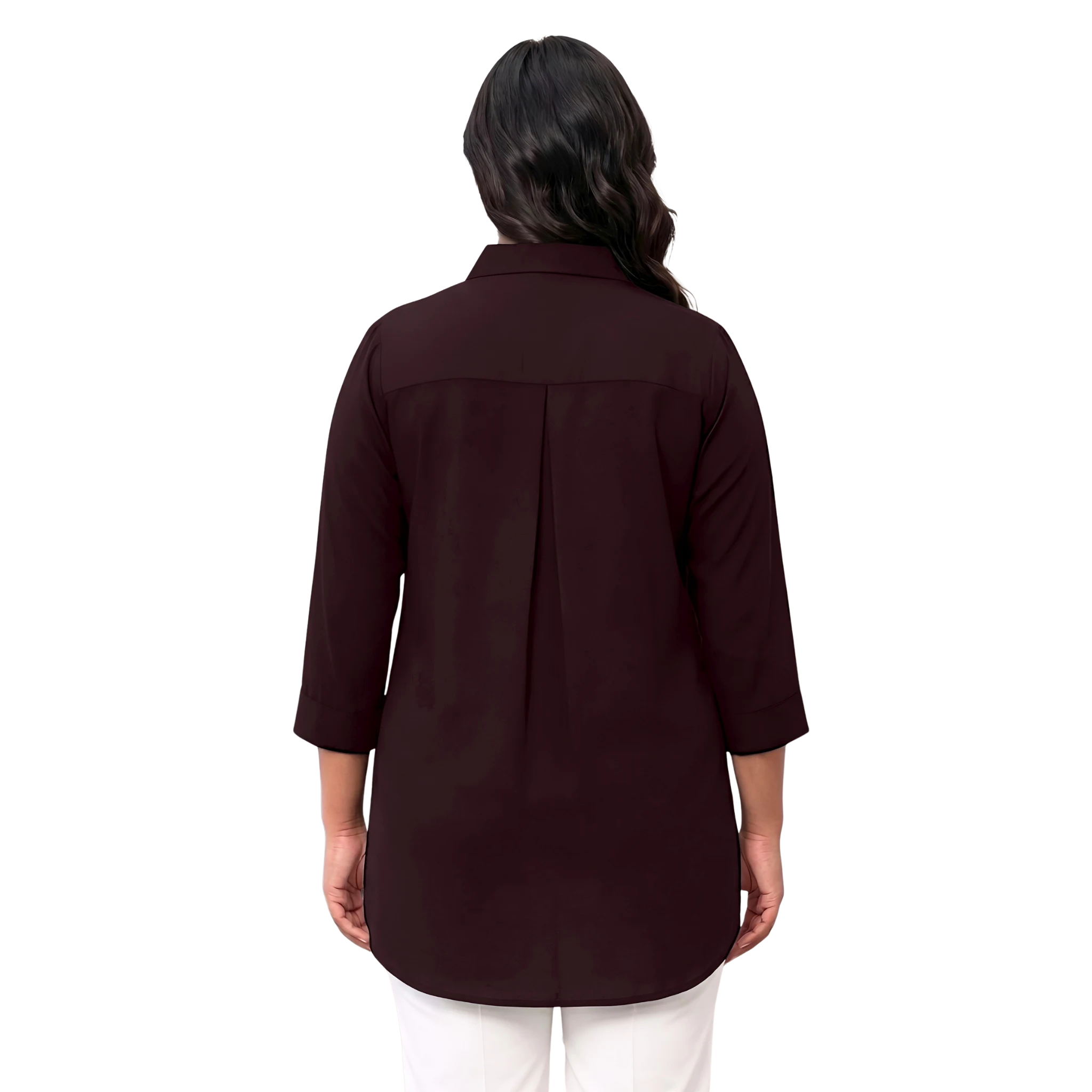 Brown Rayon Concealed Plus Size Tunic