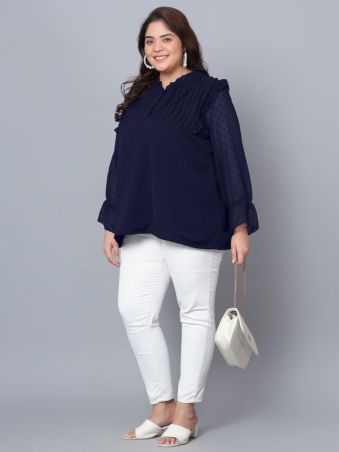 Blue Georgette Plus Size Tunic — view 7