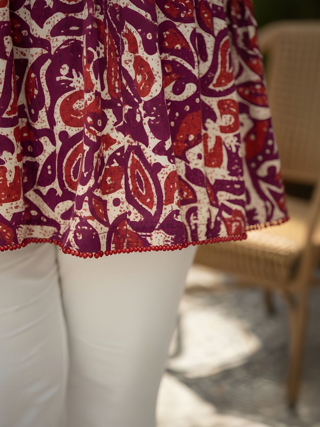 Red and Purple Print Cotton Tunic — view 5