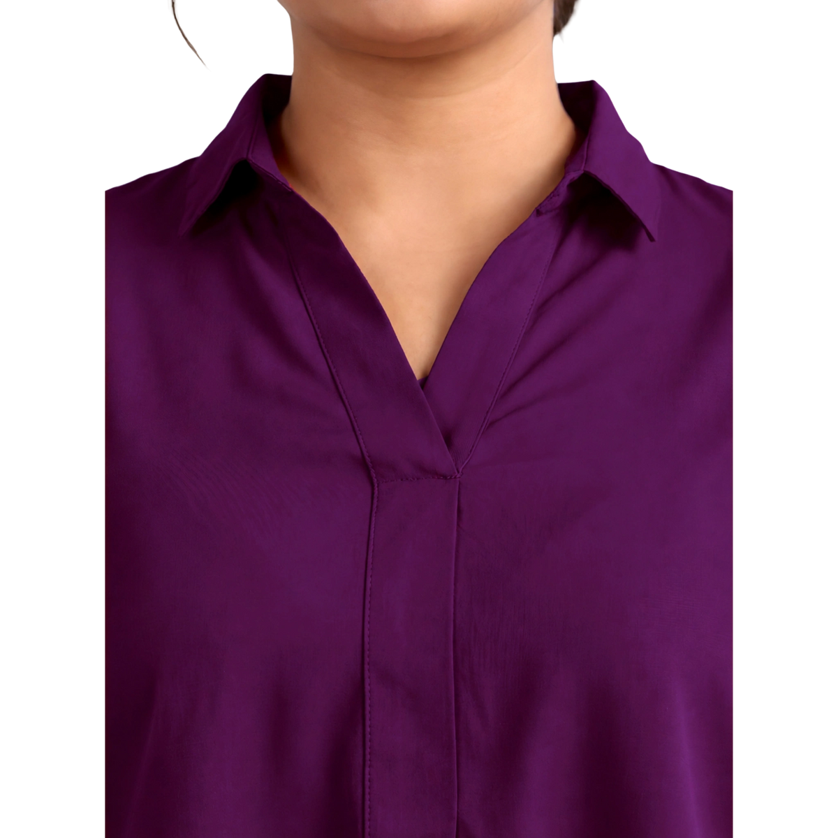 Purple Rayon Centrepleat Longline Tunic